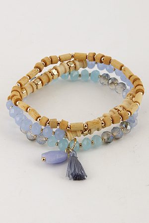 Beaded Bracelets With Stone And Tassel Attachment 6CAB6
